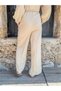 Beige Color Boat Neck Seersucker Blouse and Pants Set - 7
