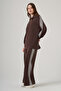 Stripe Detail Tunic Trousers Set 1093 Brown - 2