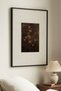 1 Piece Black Wooden Framed Vintage Painting with Dark Flowers Theme