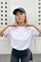 Women's Oversized Basic T-Shirt White – Crew Neck, Comfortable Fit, Lettering, 100% Cotton