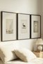 3 Pieces Black Wooden Framed Sailing Duck and White Flower Vintage Painting
