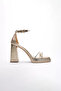 Women's Gold Heeled Sandals Tr12My01F - 3