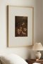 1 Piece Natural Wooden Framed Vintage Painting with Dark Flowers Theme