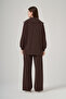 Stripe Detail Tunic Trousers Set 1093 Brown - 3
