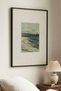 1 Piece Black Wooden Framed Vintage Painting of a Sea and Coastal Scene