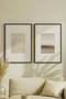 2 Pieces Black Wooden Framed Minimalist Abstract Vintage Paintings - 2