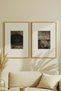 2 Pieces of Vintage Paintings with Natural Wooden Frames, Black Circles and Mirror Themes - 2