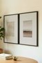 2 Pieces Black Wooden Framed Minimalist Abstract Vintage Paintings - 3