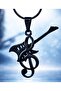 Black Color Stainless Steel Musical Note Guitar Necklace - 3