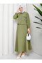 Asel Dual Pocket and Double Cover Button Detail Skirt Suit