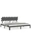 Bed frame with headboard 200x200 cm, gray, solid wood - 2