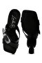 Women Engraved Metallic Buckle Sandals In Black - 5