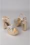 Seç 847 Platform Heel Stone-Finished Shoes (Heel:11 Cm, Platform:4 cm) Gold - 5