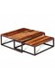 Set of 2 stackable coffee tables, solid sheesham wood - 4