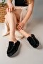 Women's Black Suede Loafer Tasseled Slippers - 4