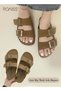 Women's Straight Cut Open Toe Slippers Frosted Soft Thick Sole Anti Slip Sandals Adjustable Versati - 2