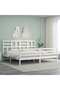 Bed frame with headboard 200x200 cm, white, solid wood - 4