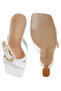 Women Engraved Metallic Buckle Sandals in White - 5
