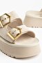 Women's Beige Suede High PU Sole Double Buckled Slipper - 4