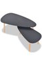 Coffee table set, 2 pieces, solid pine wood, black - 6
