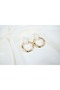 Bkp104 Gold Color Stone Hanging Wavey Hoop Earrings (Length 60 mm) - 2