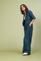 Lace-Up Linen Mixed Pants - 2