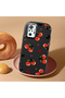 Redmi Note 10 Pro Compatible Camera Protected Black Soft Silicone Phone Case Cherry Patterned - 2