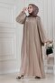 Balloon Sleeve Stoned Water Evening Dress-Vi̇zon - 4