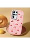 Samsung Galaxy S22 Ultra Compatible Camera Protected Pink Soft Silicone Phone Case Cherry Patterned - 2