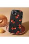 Redmi 10C Compatible Camera Protected Black Soft Silicone Phone Case Cherry Patterned - 2