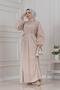 Balloon Sleeve Stoned Water Evening Dress-Beige - 3
