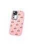 Mi 12t Compatible Camera Protected Pink Soft Silicone Phone Case Cherry Patterned - 3