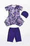 Floral Print skirted boned girl's triple set swimsuit