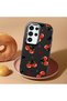 Samsung Galaxy S24 Ultra Compatible Camera Protected Black Soft Silicone Phone Case Vişne Patterned - 2