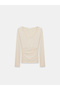 32780 V-Neck Ruched Top-Stone - 5