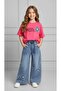 Girl's Denim Suit with Floral Embroidery, Set of 2