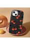 iPhone 15 Plus Compatible Camera Protected Black Soft Silicone Phone Case Vişne Patterned - 2
