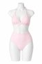 Women's Powder Pink High Waist Bikini Set Triangle Halter Tie-Detail Shaping / Sculpting Swimsuit