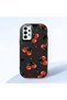 Samsung Galaxy A32 Compatible Camera Protected Black Soft Silicone Phone Case Cherry Patterned