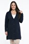 Women's Houndstooth Patterned Plus Size Stretch Fabric Knitwear Cardigan - 3