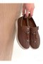 Women's Brown Leather Rubber Laced Sports Shoes - 3