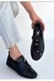 Women's Black Leather Rubber Laced Sports Shoes - 2