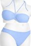 Women's Baby Blue Stretch Fabric Stretchy Halter Neck Tie-Detail Drawstrings S Strapless Stylish Drawstring Adjustable Bikini Set - 3