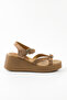 Genuine Suede Leather Camel Women's Sandals - Rgn21