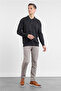 Black Polo Collar Pocketless Comfort Fit Classic Knitwear Sweater 1012255255 - 2
