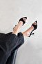 Franco Women's Heeled Fabric Shoes Sandals Black - 2