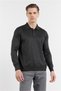 Men's Anthracite Polo Collar Pocketless Comfort Fit Classic Cotton Knitwear Sweater 1012255155