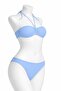Women's Baby Blue Stretch Fabric Stretchy Halter Neck Tie-Detail Drawstrings S Strapless Stylish Drawstring Adjustable Bikini Set - 2