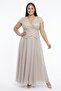 Women's Top Beaded Vest Look Half Moon Sleeve Lined Plus Size Long Chiffon Dress - 2