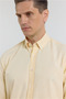 Yellow Oxford Buttoned Collar Long Sleeve Pocketless Slim Fit Cotton Pcs Shirt 1004260182 - 4